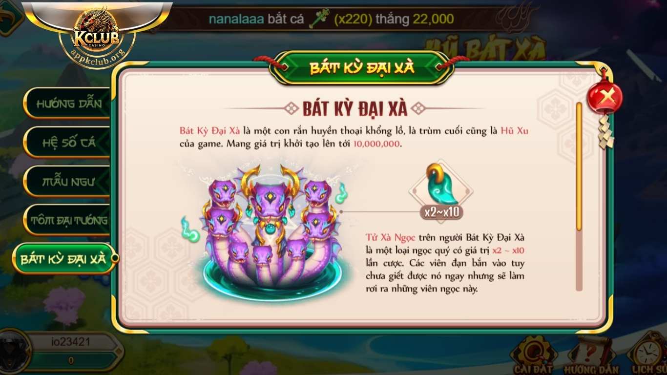 Cách chơi và tỷ lệ thưởng trong game bắn cá Kclub